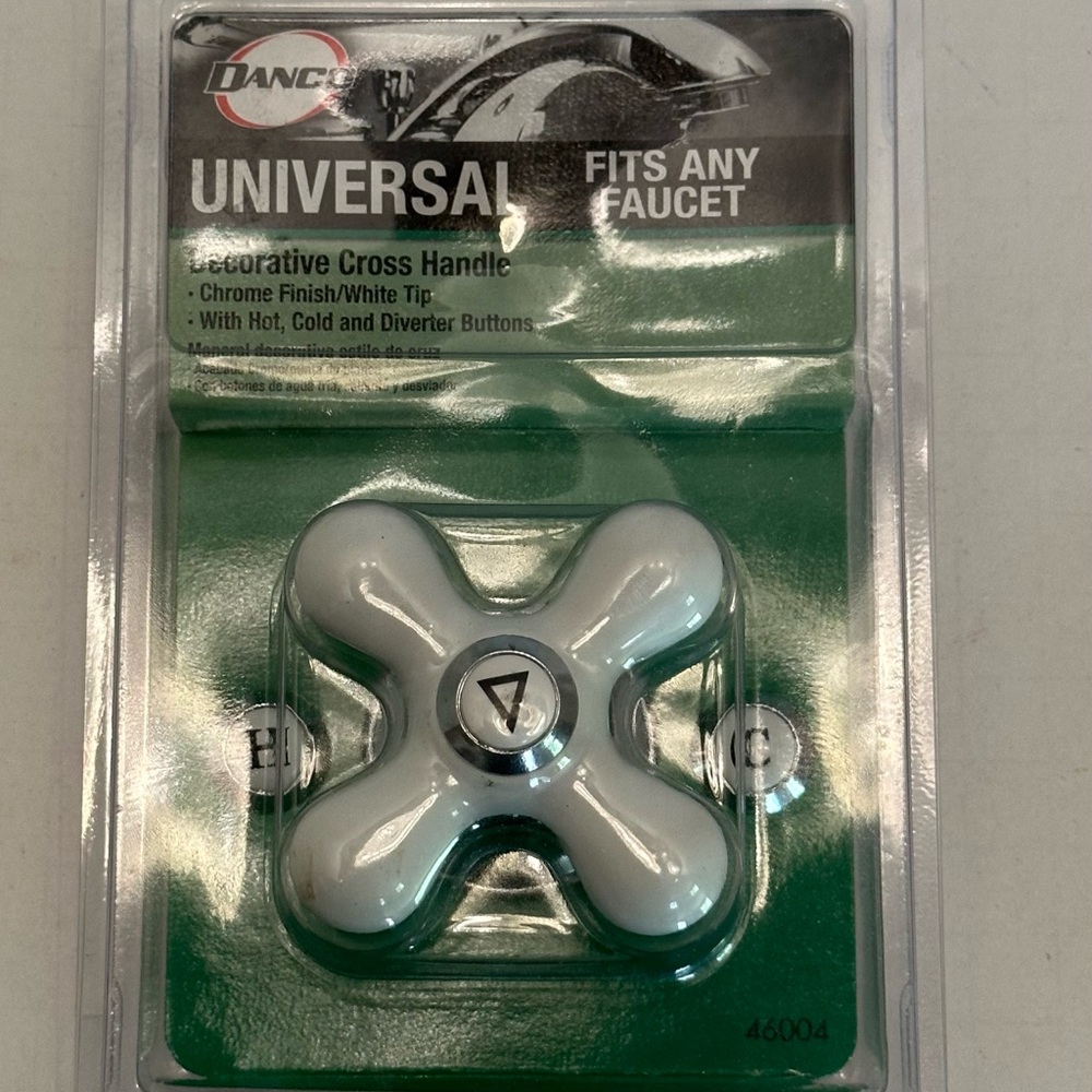 Universal Decorative Cross Handle - Chrome and White 46004
